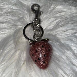 Glittery Strawberry Bag Charm - Pink and Black NWT